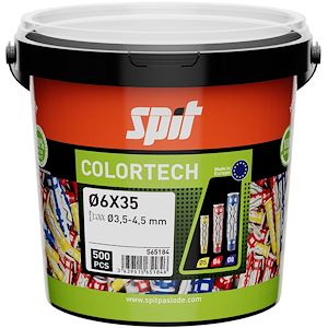 [B1260642] Cheville bi-matière universelle Colortech 6 x 35 mm sans vis seau de 500 pièces